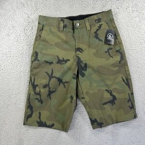 Volcom Shorts Mens 28 Green Camo Chino Vmonty Stretch‎ 22 Skate Military NEW